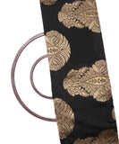 Black Colour Traditional Pattern Brocade Taffeta Silk Fabric