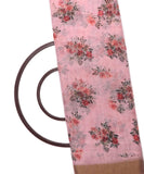Pink Colour Digital Floral Printed Zari Border Doria  Soft Jute Fabric