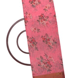 Pink Colour Digital Floral Printed Zari Border Doria Soft Jute Fabric