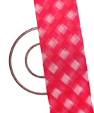 Pink Colour Zig Zag Pattern Organza Fabric