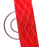 Red Colour Zig- Zag Pattern Organza Fabric