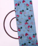 Blue Colour Floral Cotton Chanderi Digital Print Fabric