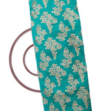 Turquoise Colour Floral Pattern Gota Brocade Silk Fabric