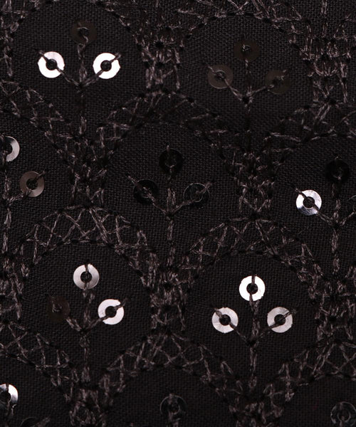 Black Colour Chikankari Embroidery Rayon Fabric