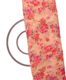 Peach Colour Floral Print Chiffon Fabric