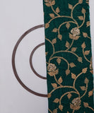 Peacock Green and Golden Floral Zari Embroidery Velvet Fabric