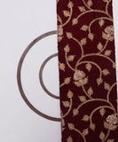 Maroon and Golden Floral Zari Embroidery Velvet Fabric