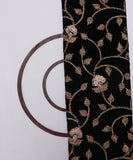 Black Colour Floral Zari Embroidery Velvet Fabric