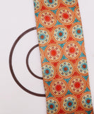 Orange Colour Circle Pattern Dupion Silk Fabric