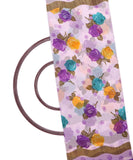 White Purple Floral Print Georgette Fabric