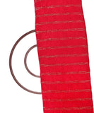 Red Colour Swarovski Hotfix Plain Pleated Chinon Fabric