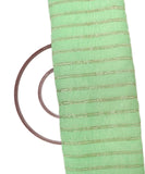 Mint Green Colour Swarovski Hotfix Plain Pleated Chinon Fabric