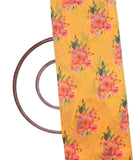 Yellow Colour Floral Print Chanderi Fabric