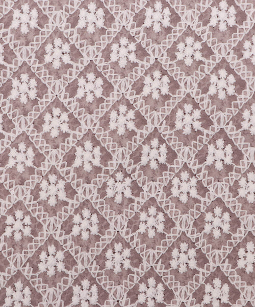 Limestone Colour ChikanKari Embroidery Georgette Fabric