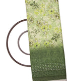 Mint Green Colour Cotton ChikanKari  Digital Floral Print Embroidery Fabric