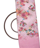 Pink Colour Cotton ChikanKari  Digital Floral Print Embroidery Fabric