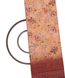 Light Orange Colour Cotton ChikanKari  Digital Floral Print Embroidery Fabric