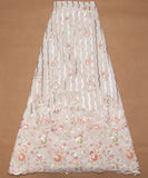 Off White Colour Floral Embroidery Dyeable Pure Georgette Lehenga Fabric
