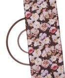 Dark Brown Colour Digital Floral Print Chinon Silk Fabric