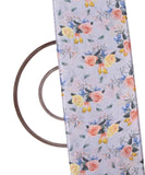 Light Grey Colour Digital Floral Print Chinon Silk Fabric