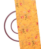 Yellow Colour Floral Embroidery Organza Silk Fabric