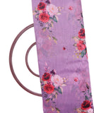 Lilac Colour Floral Print Chanderi Silk Fabric
