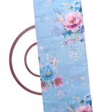 Light Blue Colour Floral Print Chanderi Silk Fabric
