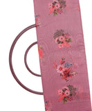 Rose Pink Colour Floral Print Chanderi Silk Fabric