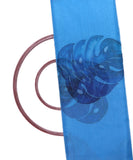 Light Blue Colour Leaf Print Digital Organza Fabric