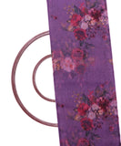 Purple Colour Floral Print Digital Organza Fabric