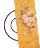 Yellow Colour Floral Print Chanderi Silk Fabric