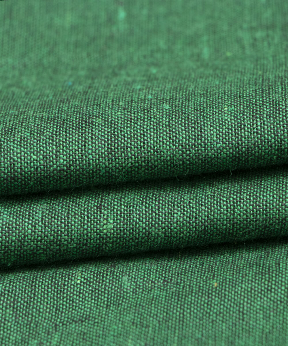 Green Colour Two Tone Plain Khadi Fabric