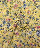 Yellow Colour Floral Print Georgette Fabric