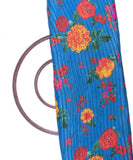 Bright Blue Colour Floral Digital Print Pleated Chinon Fabric