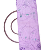 Lavender Colour Floral Pattern Hand Paint Organza  Fabric