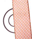Peach Colour Polka Dots Print Satin Fabric