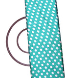 Turquoise Colour Polka Dots Print Satin Fabric