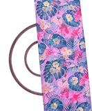 Pink Blue Colour Floral Leaf Print Chiffon Fabric