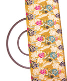 Yellow Colour Floral Pattern Organza Gota Brocade Silk Fabric