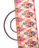 Peach Pink Colour Floral Pattern Organza Gota Brocade Silk Fabric