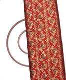 Rust Colour Floral Pattern Brocade Silk Fabric