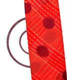 Tomato Red Colour Geometric Print Kota Doria Fabric