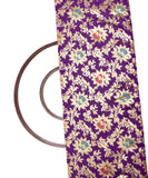 Purple Colour Floral Design Jacquard Brocade Silk Fabric