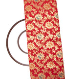 Red Colour Floral Design Jacquard Brocade Silk Fabric