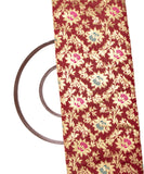 Maroon Colour Floral Design Jacquard Brocade Silk Fabric