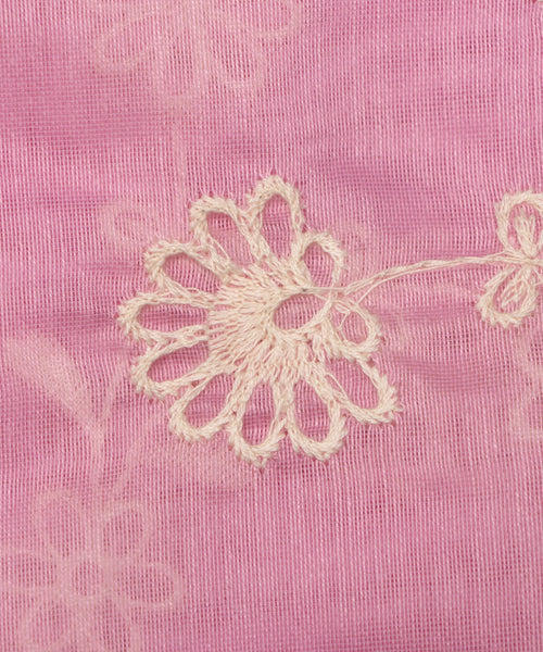 Thread Modal Designs Pastel Pink Color Thread Embroidery Modal Chanderi Fabric