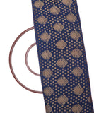 Navy Blue Colour Traditional Print Banarasi Brocade Silk Fabric