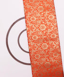 Orange Colour  Floral Design Banarasi Brocade Silk Fabric