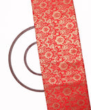 Red Colour Floral Banarasi Brocade Silk Fabric