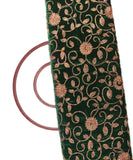 Bottle Green Colour Floral Zari Embroidery Velvet Fabric